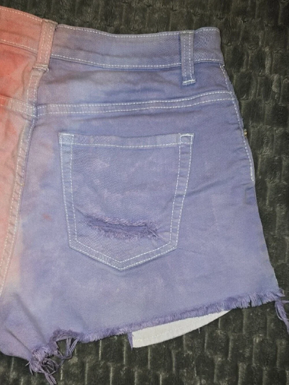 Love Culture Two-Tone Pink & Purple Distressed Jean Shorts LOT-D
